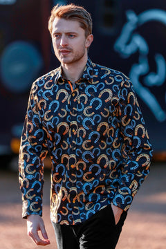 HORSESHOE EQUESTRIAN PRINT SHIRT - Premium Men's Patterned Shirt by Claudio Lugli | Bold Design, Tailored Fit, Best Printed Shirts