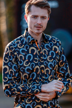 HORSESHOE EQUESTRIAN PRINT SHIRT - Premium Men's Patterned Shirt by Claudio Lugli | Bold Design, Tailored Fit, Best Printed Shirts