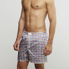 HOUNDSTOOTH COTTON POPLIN PRINT BOXER SHORTS - Premium Men's Patterned Shirt by Claudio Lugli | Bold Design, Tailored Fit, Best Printed Shirts