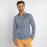 HUMMINGBIRD STRIPED PRINT SHIRT – Premium Men's Patterned Shirt by Claudio Lugli | Bold Design, Tailored Fit, Best Printed Shirts