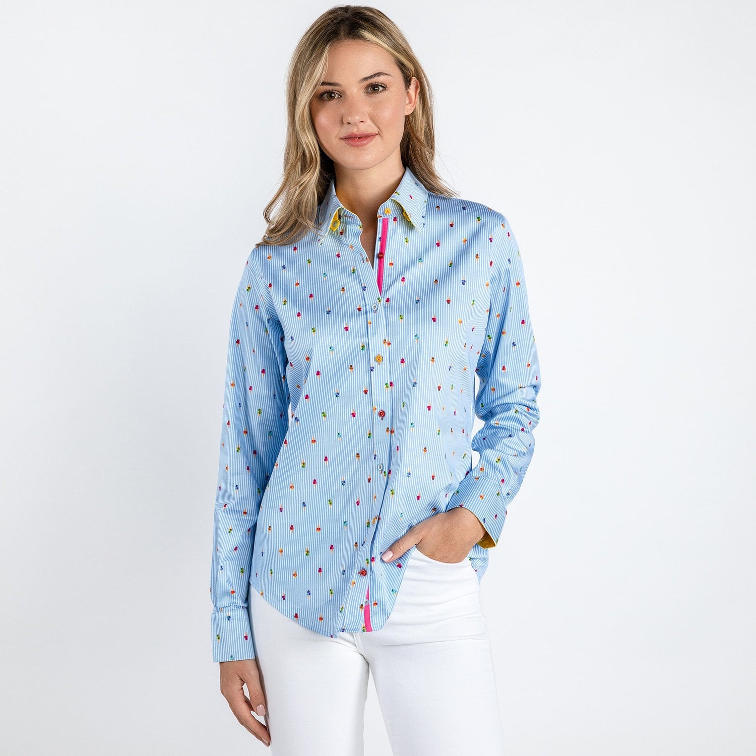 ICE CREAM GELATO CONES WOMENS PRINT SHIRT – Premium Men's Patterned Shirt by Claudio Lugli | Bold Design, Tailored Fit, Best Printed Shirts