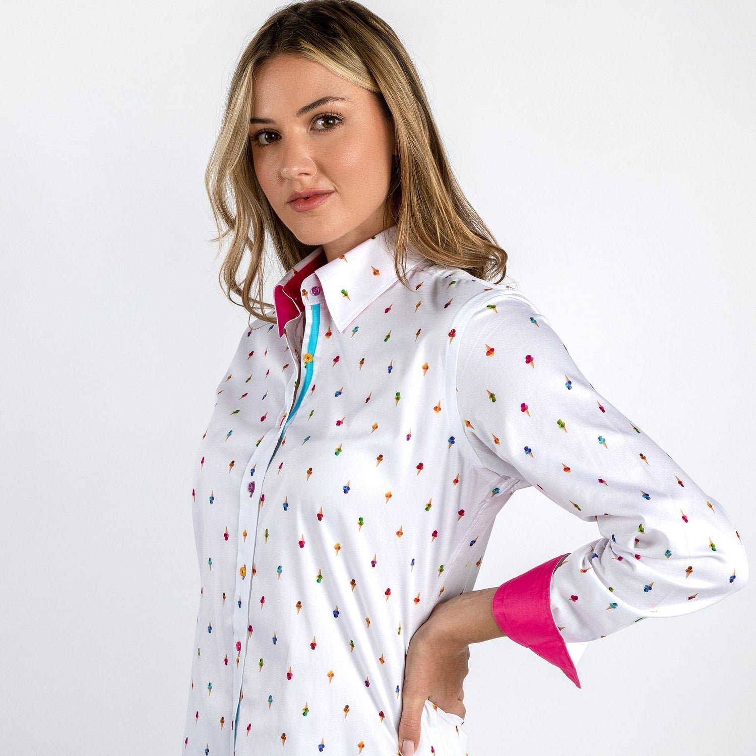 ICE CREAM GELATO CONES WOMENS PRINT SHIRT – Premium Men's Patterned Shirt by Claudio Lugli | Bold Design, Tailored Fit, Best Printed Shirts