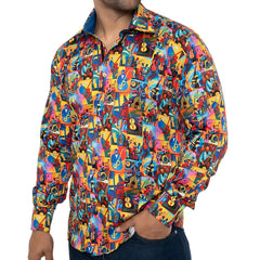 JAZZ MUSIC CUBISM ART PRINT SHIRT – Premium Men's Patterned Shirt by Claudio Lugli | Bold Design, Tailored Fit, Best Printed Shirts