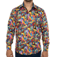JAZZ MUSIC CUBISM ART PRINT SHIRT – Premium Men's Patterned Shirt by Claudio Lugli | Bold Design, Tailored Fit, Best Printed Shirts