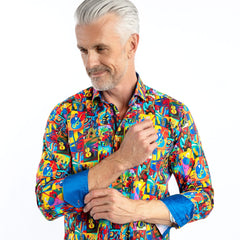 JAZZ MUSIC CUBISM ART PRINT SHIRT – Premium Men's Patterned Shirt by Claudio Lugli | Bold Design, Tailored Fit, Best Printed Shirts