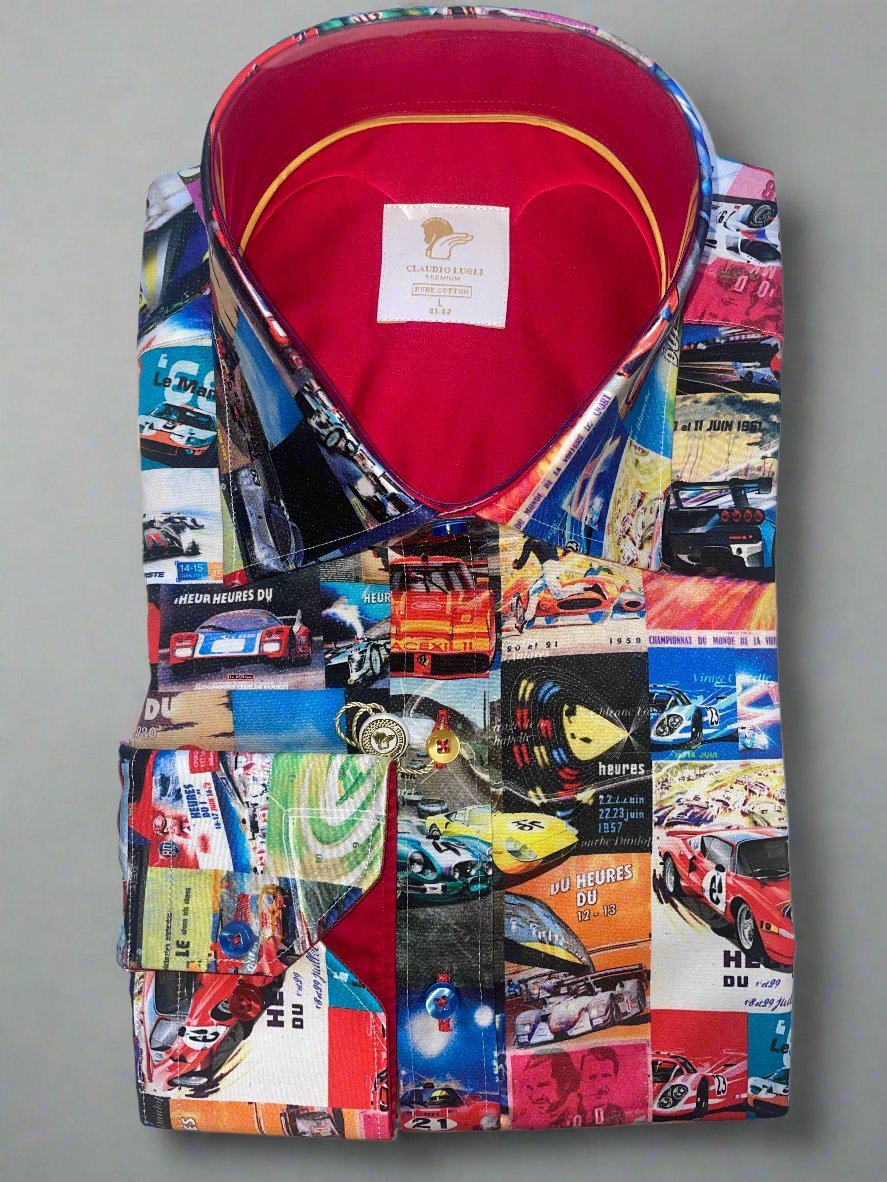 LE MANS PRINT SHIRT – Premium Men's Patterned Shirt by Claudio Lugli | Bold Design, Tailored Fit, Best Printed Shirts
