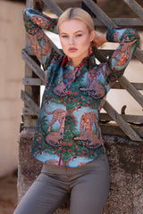 GREEN LEOPARD LADIES SHIRT - Premium Men's Patterned Shirt by Claudio Lugli | Bold Design, Tailored Fit, Best Printed Shirts