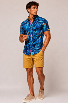 Leviathan Whale Print Short Sleeve Shirt - Claudio Lugli Shirts