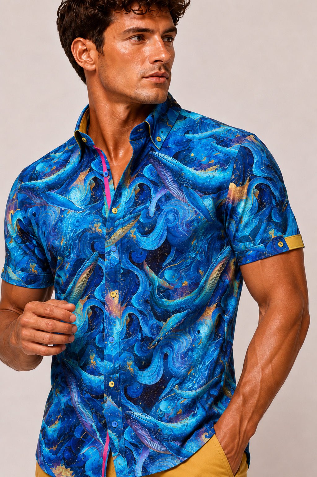 Leviathan Whale Print Short Sleeve Shirt - Claudio Lugli Shirts