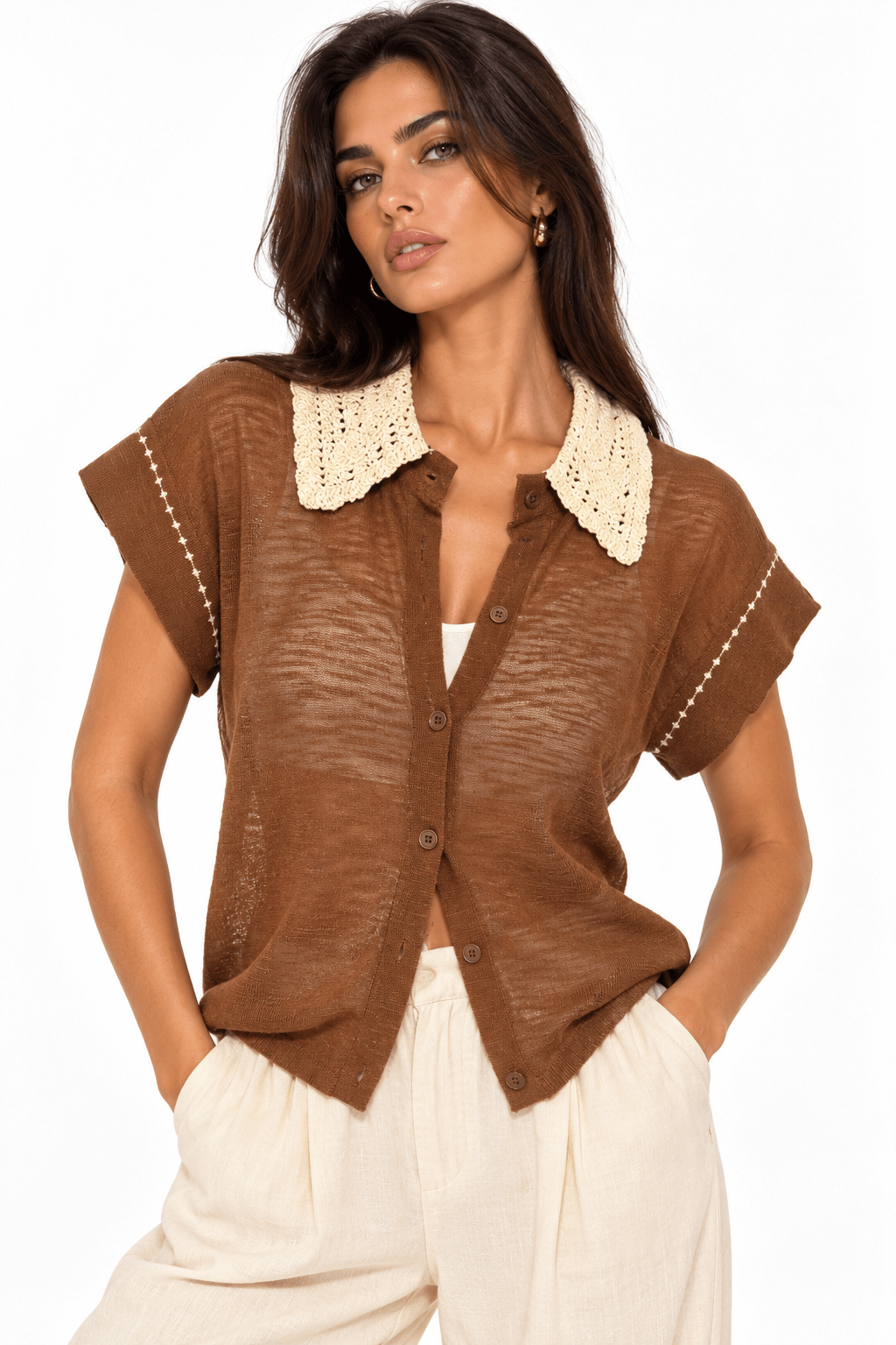 Linen Cardigan Knit Collar - Claudio Lugli Shirts