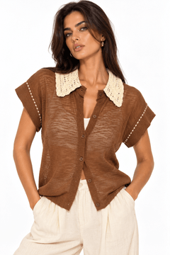 Linen Cardigan Knit Collar - Claudio Lugli Shirts
