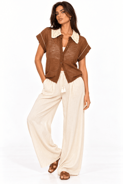 Linen Cardigan Knit Collar - Claudio Lugli Shirts