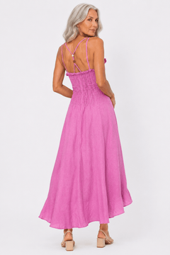 Claudio Lugli Sleeveless Linen Slit Midi Dress — women's summer linen dress