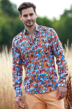 LONDON LIFESTYLE TENCEL PRINT SHIRT - Claudio Lugli Shirts
