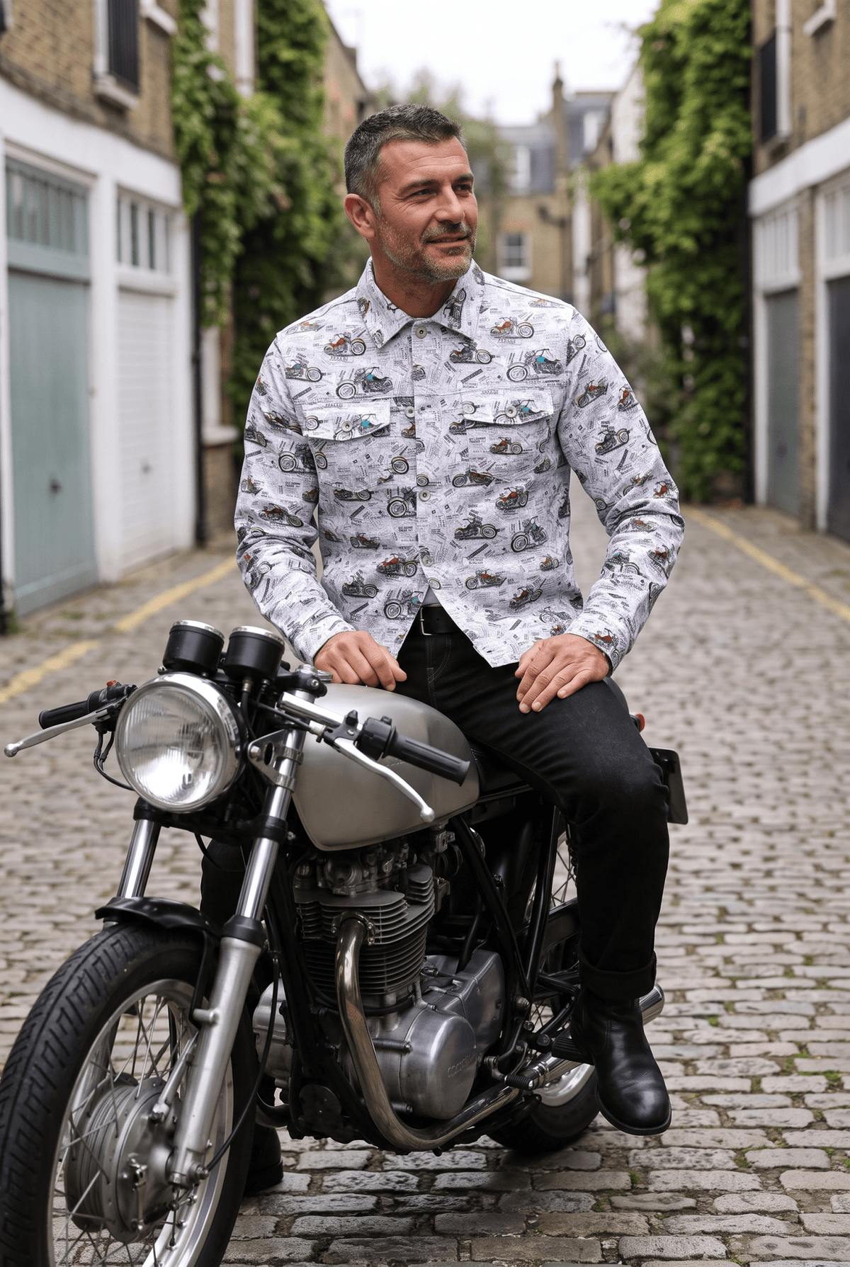 London Maps & Motor Print Denim Cotton Shacket - Claudio Lugli Shirts
