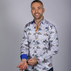 LONDON STREETS & MOTORBIKES SHIRT - Premium Men's Patterned Shirt by Claudio Lugli | Bold Design, Tailored Fit, Best Printed Shirts