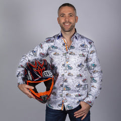 LONDON STREETS & MOTORBIKES SHIRT - Premium Men's Patterned Shirt by Claudio Lugli | Bold Design, Tailored Fit, Best Printed Shirts