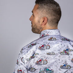LONDON STREETS & MOTORBIKES SHIRT - Premium Men's Patterned Shirt by Claudio Lugli | Bold Design, Tailored Fit, Best Printed Shirts