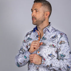 LONDON STREETS & MOTORBIKES SHIRT - Premium Men's Patterned Shirt by Claudio Lugli | Bold Design, Tailored Fit, Best Printed Shirts