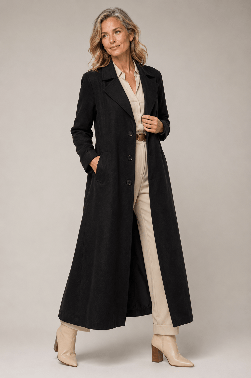LUXSTYLE Longline Suede - Feel Coat Dress - Claudio Lugli Shirts