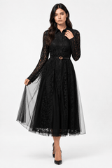 LUXSTYLE MIDNIGHT LACE NOIR DRESS - Claudio Lugli Shirts