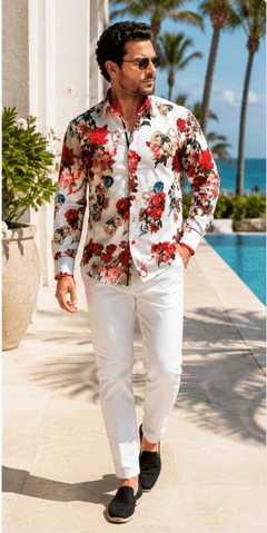 LUXURY ROSE PRINT SHIRT - Claudio Lugli Shirts