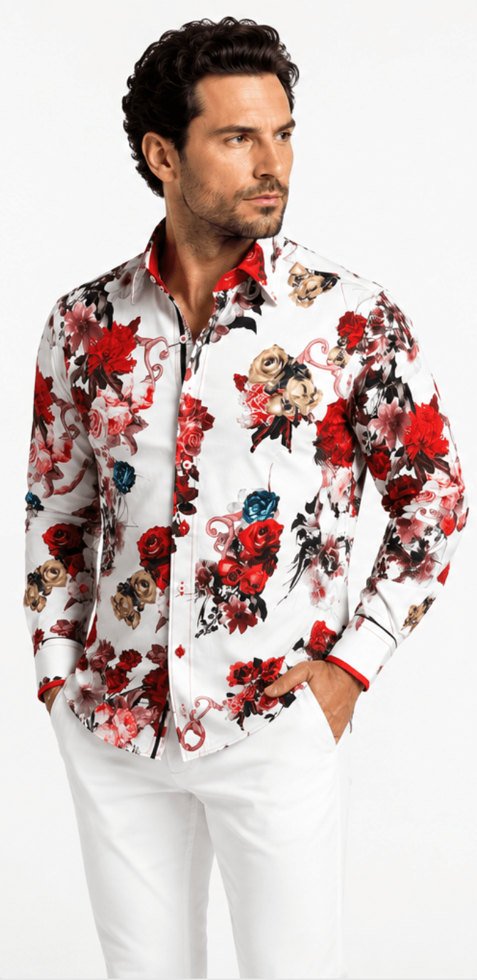 LUXURY ROSE PRINT SHIRT - Claudio Lugli Shirts