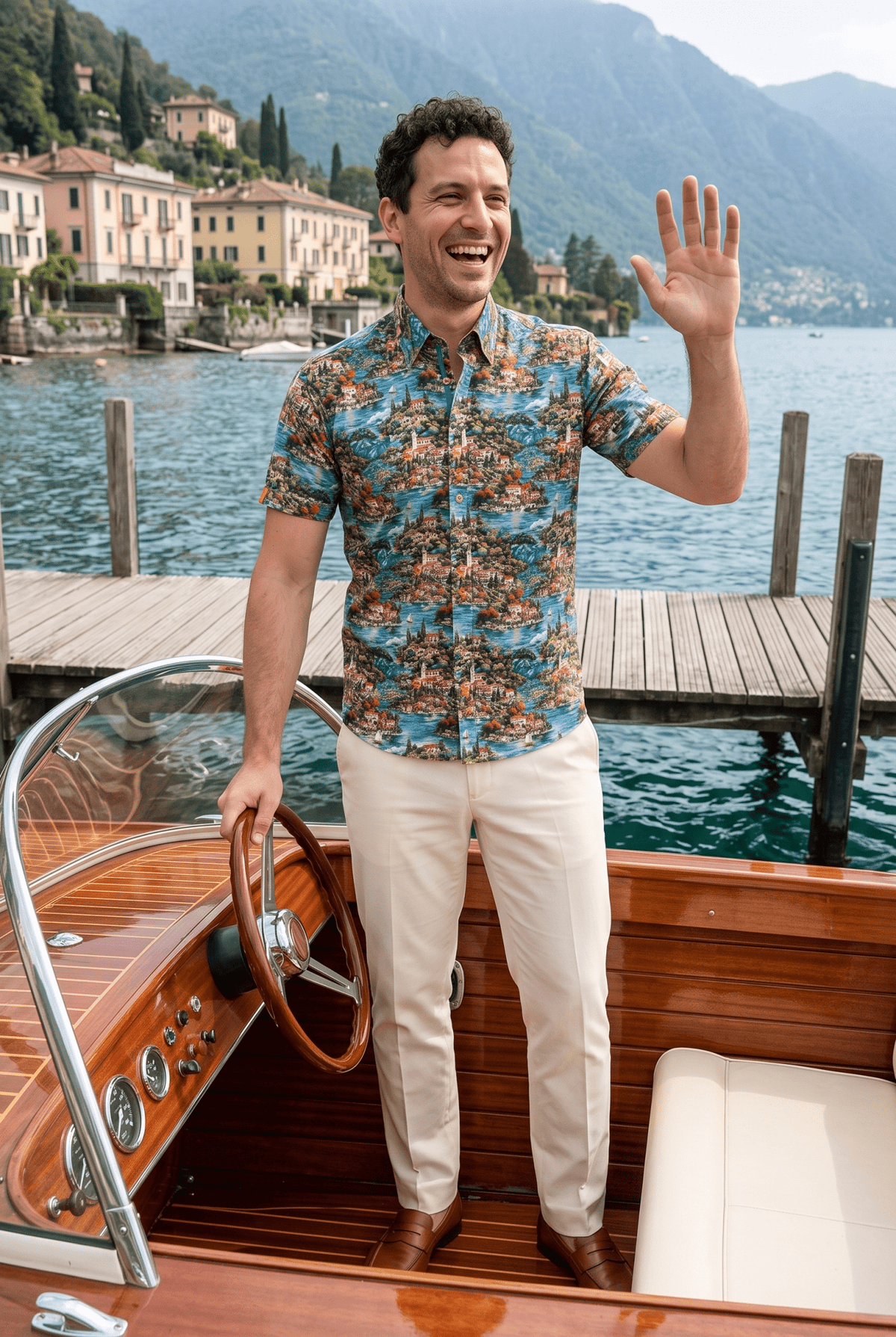 Magical Lake Como Short Sleeve Print Shirt - Claudio Lugli Shirts