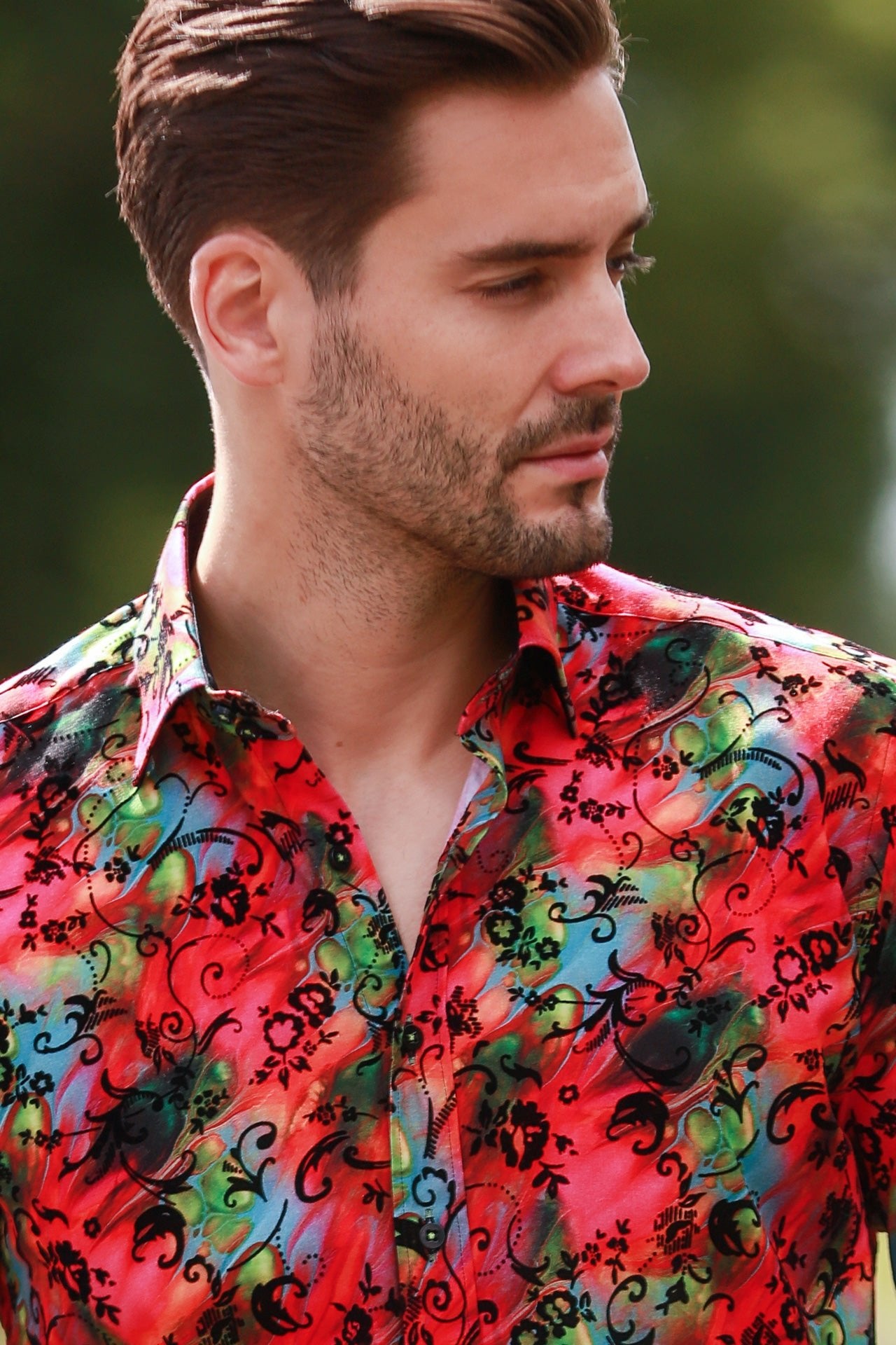 MARBLE TIE - DYE SHIRT WITH FLOCKING DETAIL - Claudio Lugli Shirts