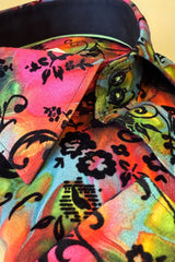 MARBLE TIE - DYE SHIRT WITH FLOCKING DETAIL - Claudio Lugli Shirts