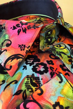 MARBLE TIE - DYE SHIRT WITH FLOCKING DETAIL - Claudio Lugli Shirts