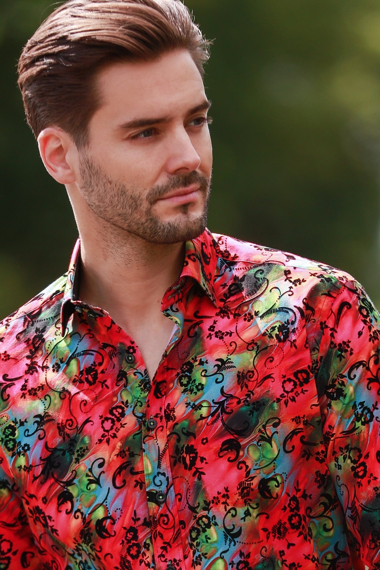 MARBLE TIE - DYE SHIRT WITH FLOCKING DETAIL - Claudio Lugli Shirts