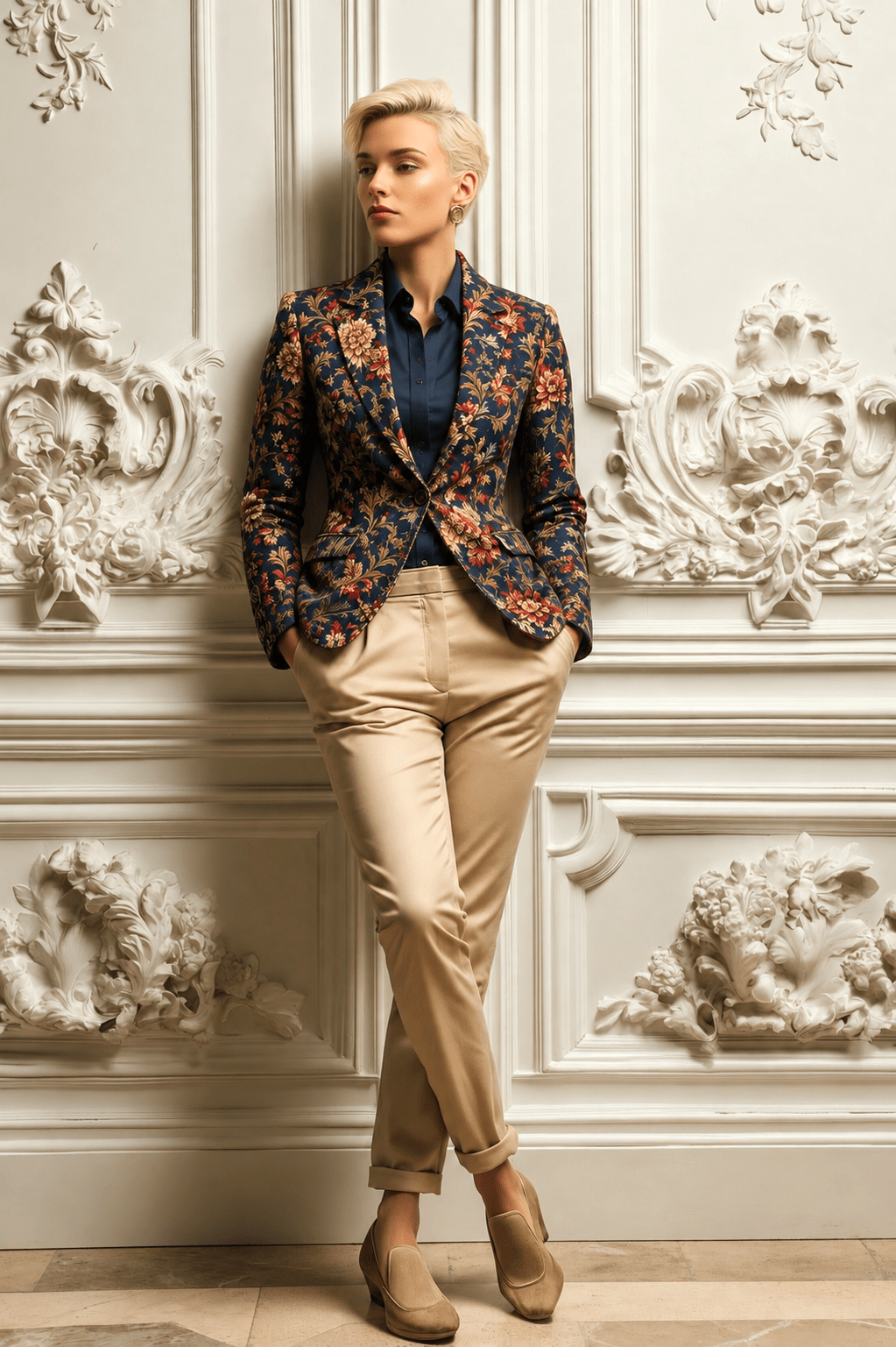 Midnight Baroque Bloom Print Blazer - Claudio Lugli Shirts