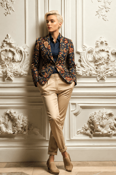 Midnight Baroque Bloom Print Blazer - Claudio Lugli Shirts