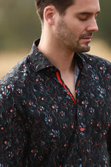 MIDNIGHT BLOOM TENCEL PRINT SHIRT - Claudio Lugli Shirts