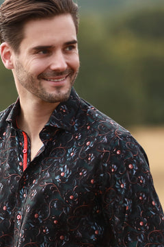 MIDNIGHT BLOOM TENCEL PRINT SHIRT - Claudio Lugli Shirts
