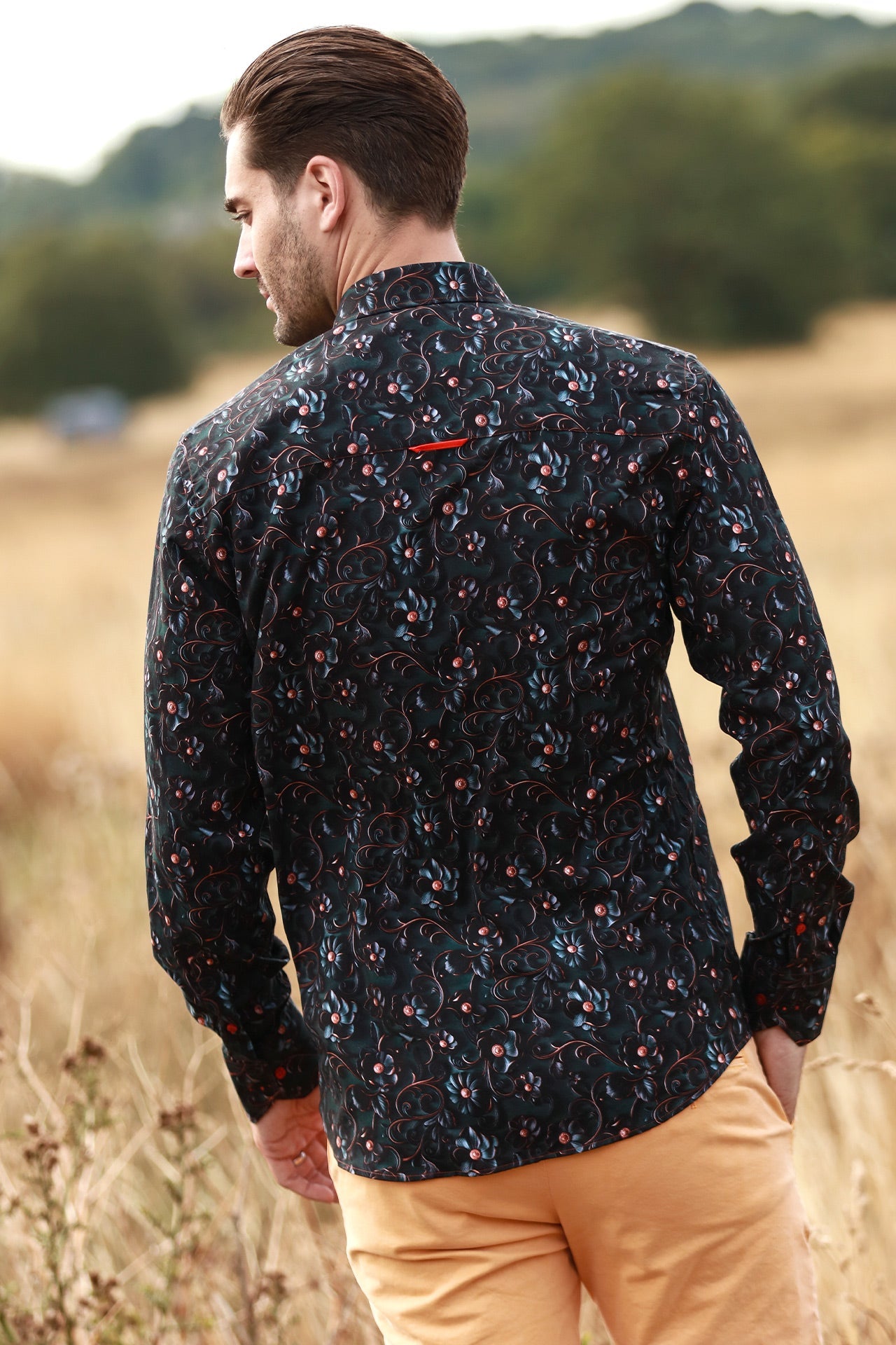 MIDNIGHT BLOOM TENCEL PRINT SHIRT - Claudio Lugli Shirts