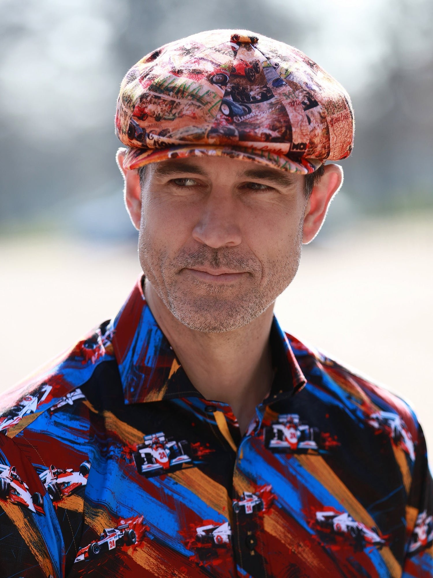 Monaco Beige Printed BUTTON - TOP Cap - Claudio Lugli Shirts