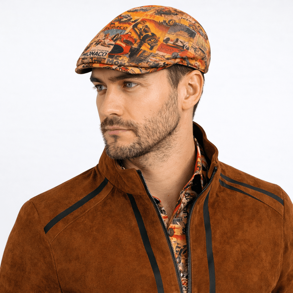 Monaco Beige Printed Flat Cap - Claudio Lugli Shirts
