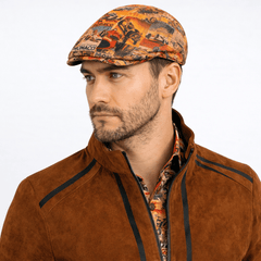 Monaco Beige Printed Flat Cap - Claudio Lugli Shirts