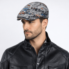 Monaco Grey Printed Flat Cap - Claudio Lugli Shirts