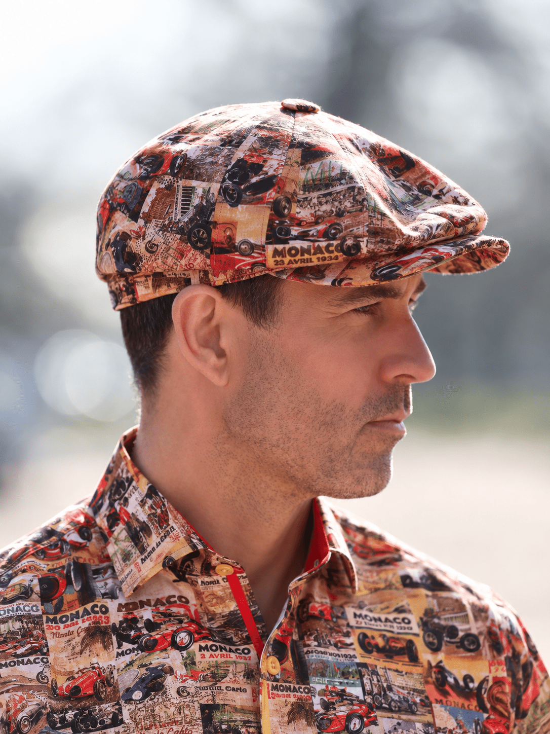 Monaco Printed Button-Top Cap - Beige - Claudio Lugli Shirts