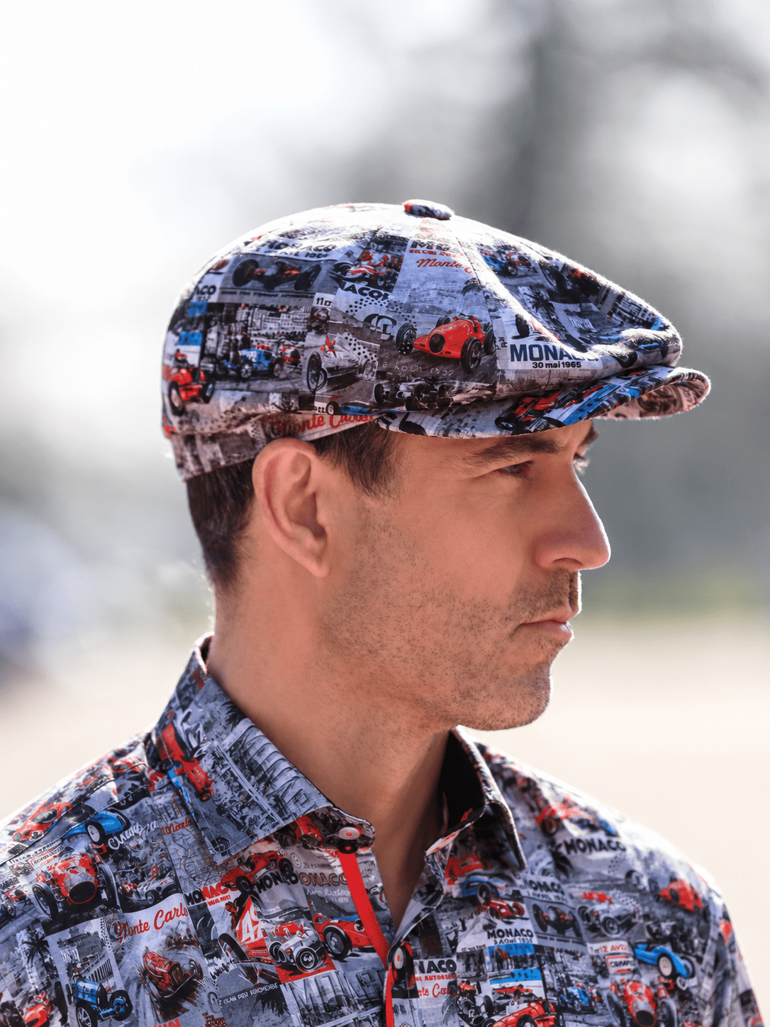Monaco Printed Button-Top Cap - Grey - Claudio Lugli Shirts