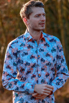 MOTORBIKE MULTI METAL WORKS PRINT SHIRT - Claudio Lugli Shirts