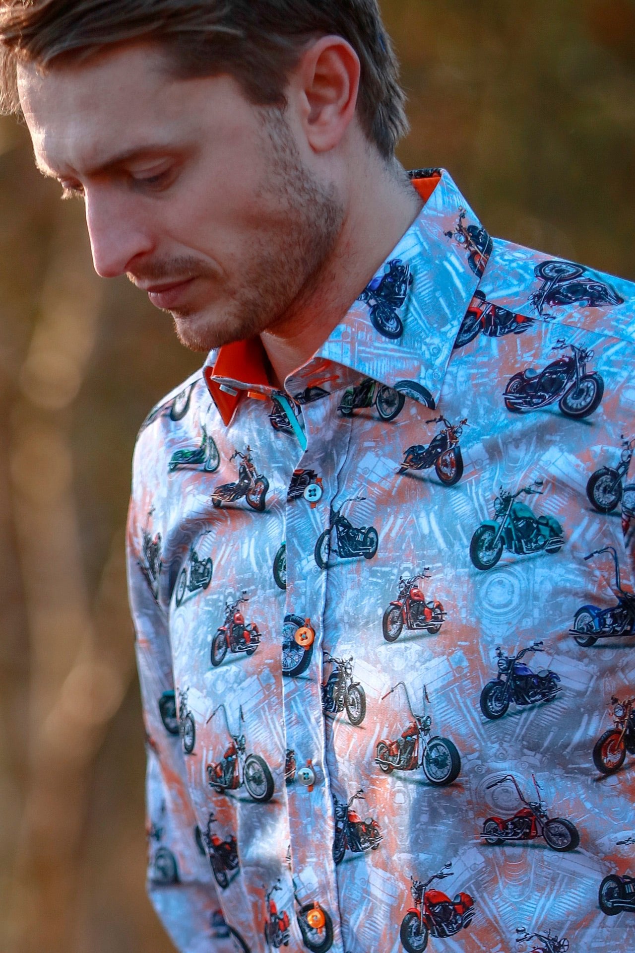MOTORBIKE MULTI METAL WORKS PRINT SHIRT - Claudio Lugli Shirts
