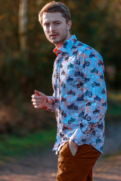 MOTORBIKE MULTI METAL WORKS PRINT SHIRT - Claudio Lugli Shirts