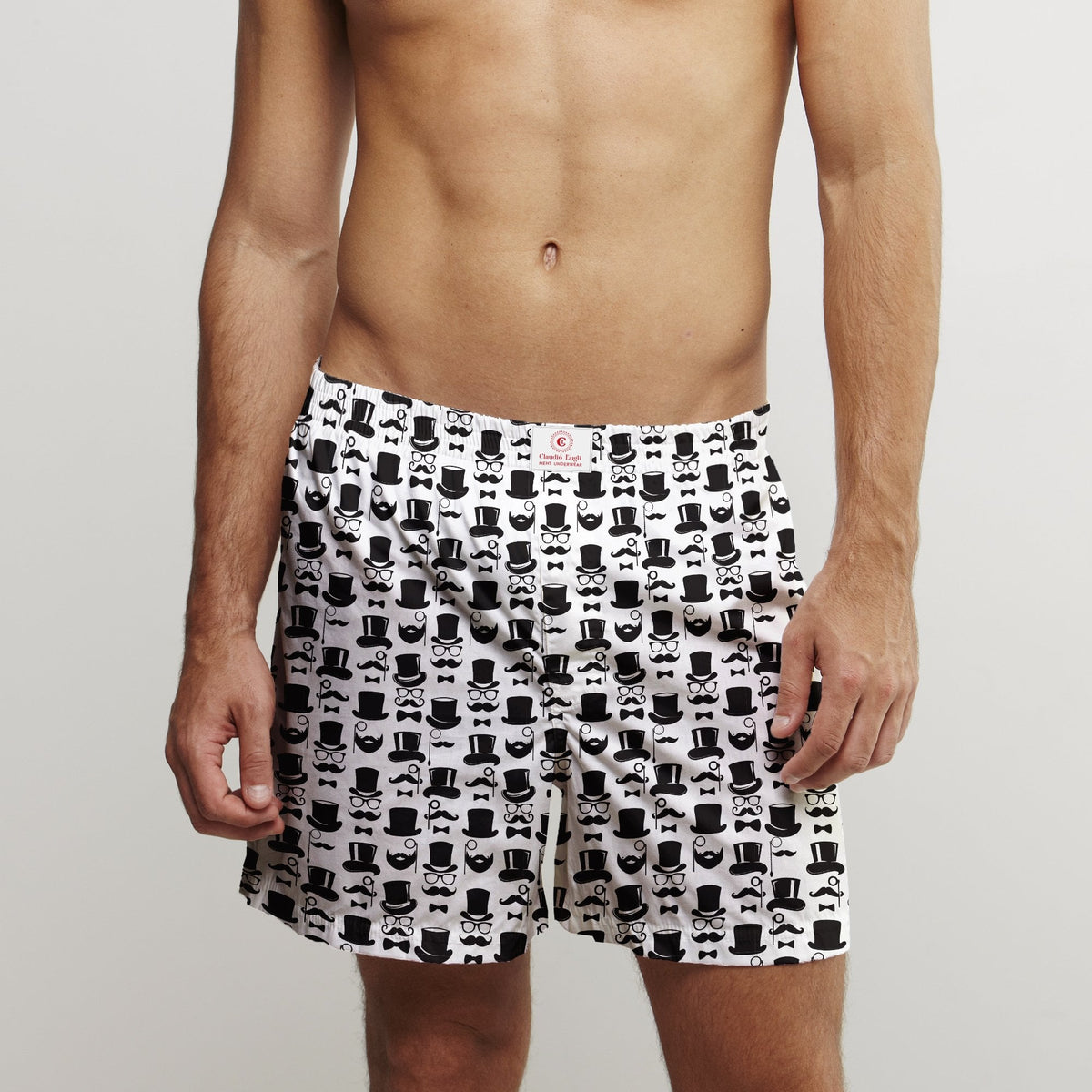 Moustache Man Cotton Poplin Print Boxer Shorts