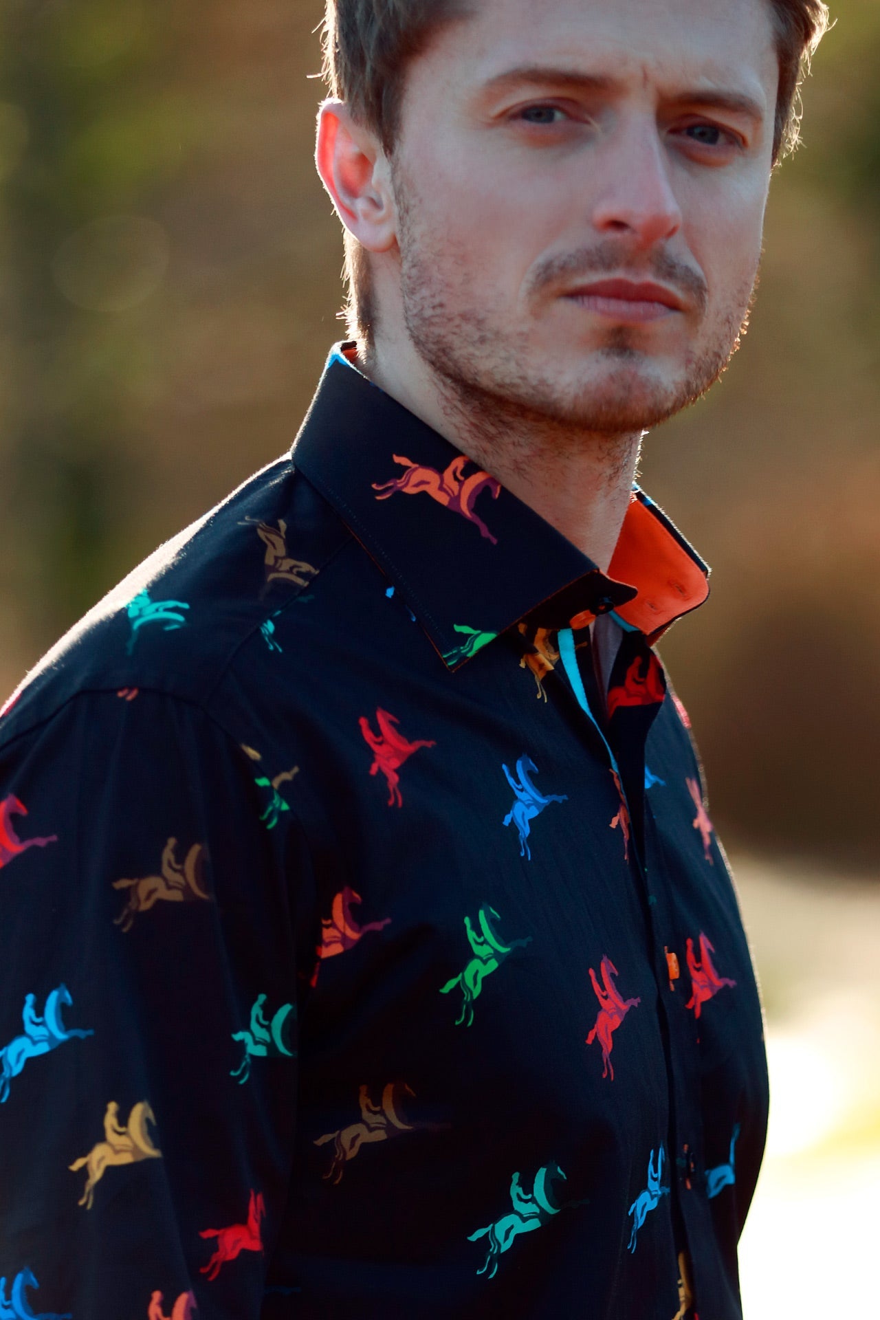 MULTI HORSE RIDER PRINT SHIRT - Premium Men's Patterned Shirt by Claudio Lugli | Bold Design, Tailored Fit, Best Printed Shirts