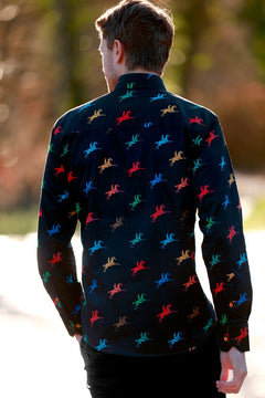 MULTI HORSE RIDER PRINT SHIRT - Premium Men's Patterned Shirt by Claudio Lugli | Bold Design, Tailored Fit, Best Printed Shirts