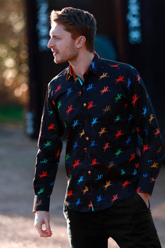 MULTI HORSE RIDER PRINT SHIRT - Premium Men's Patterned Shirt by Claudio Lugli | Bold Design, Tailored Fit, Best Printed Shirts